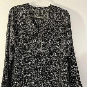Express Black White Dot Top Gold Zipper Size Medium